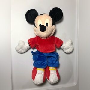 Vintage Disney 2001 Plush Mickey Mouse in Red Shirt, Blue Pants